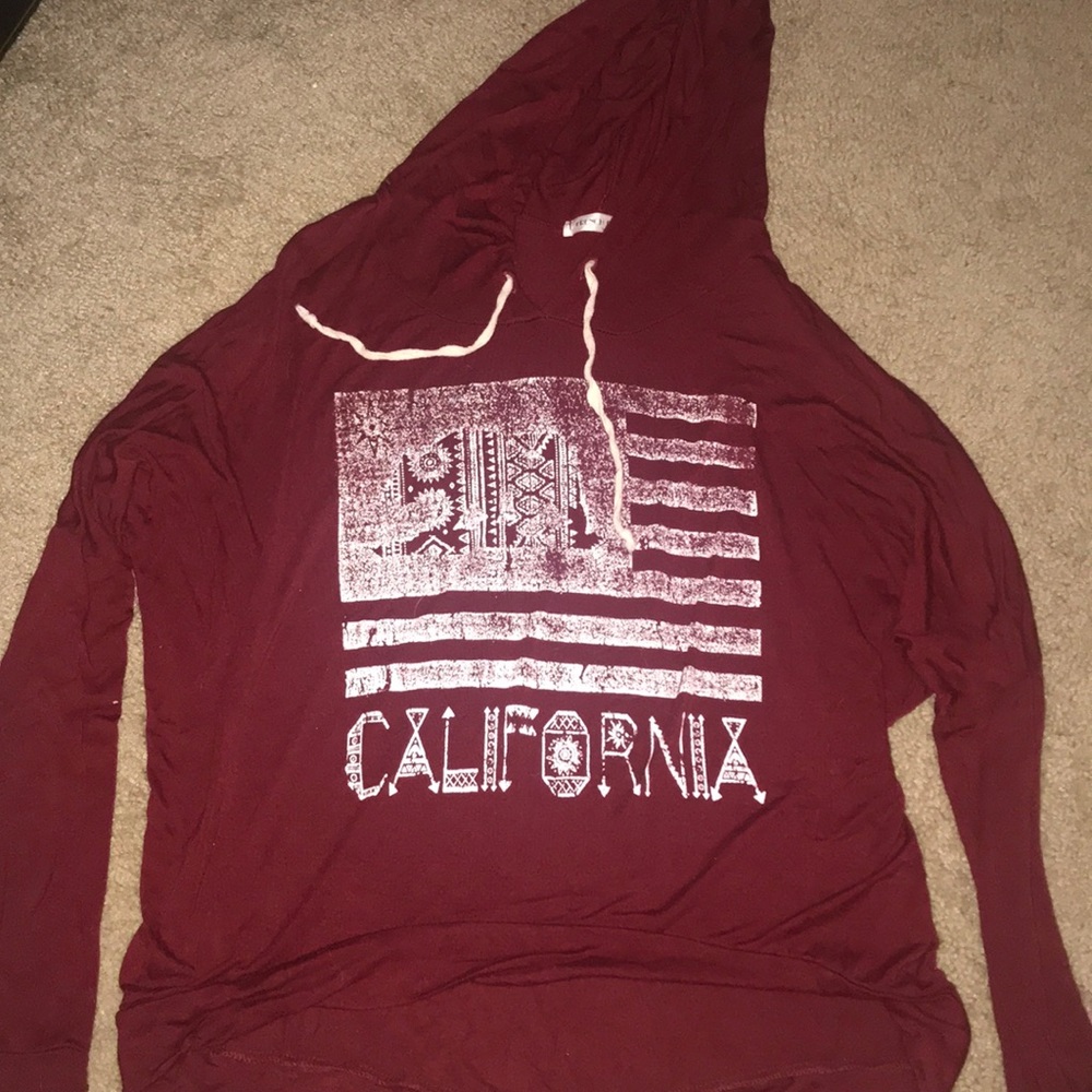 Red thin long sleeve with hood